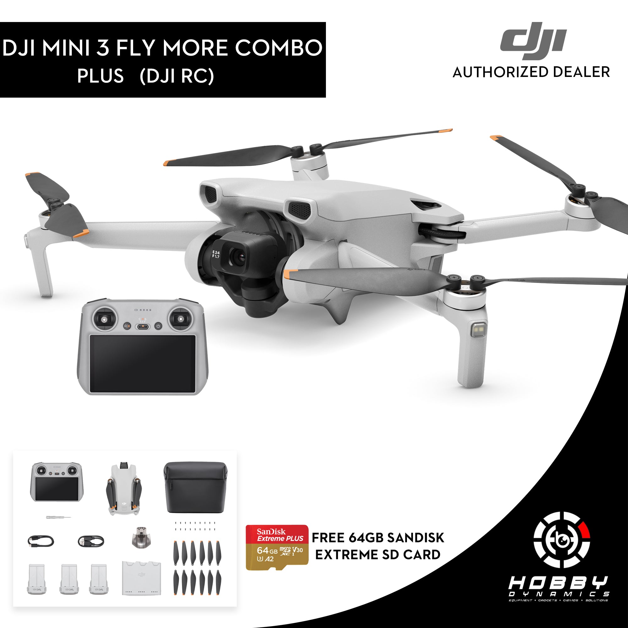 DJI Mini 3 Fly More Combo Plus (DJI RC) with FREE Sandisk Extreme ...