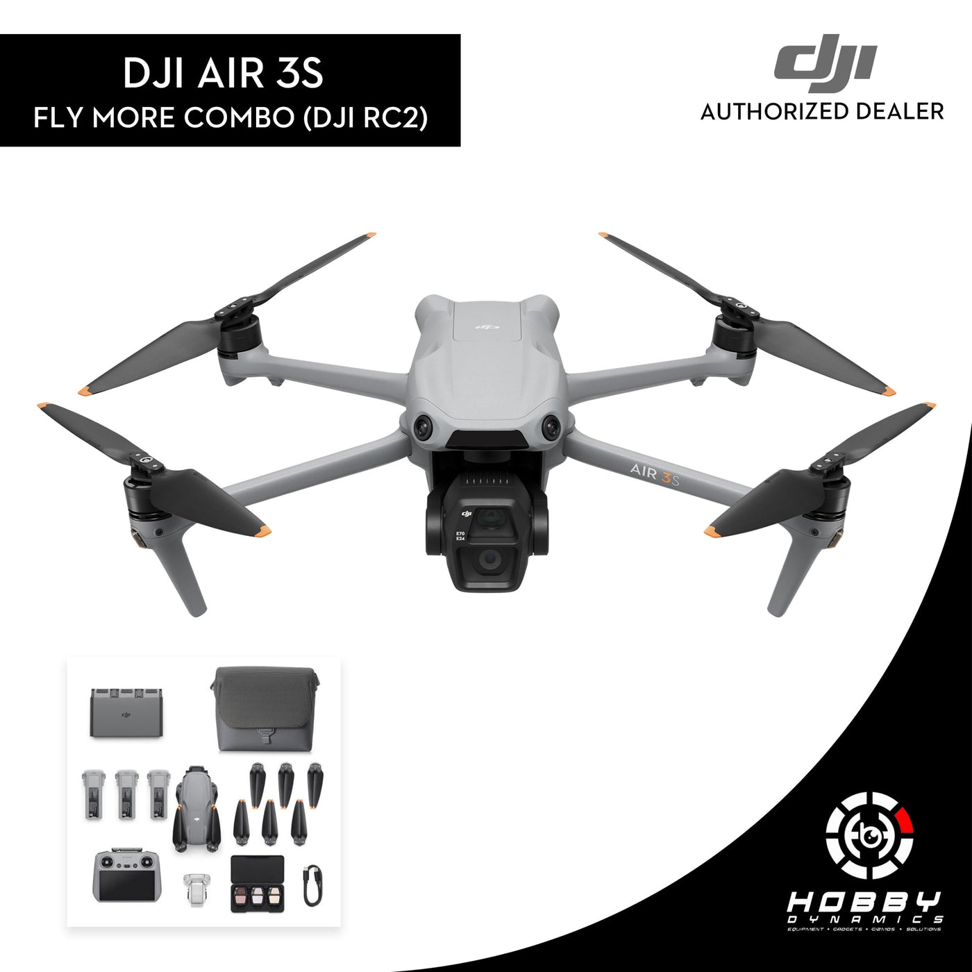 DJI Air 3 "S" Fly More Combo W/ (DJI RC2) with FREE Sandisk Extreme 64GB SD Card