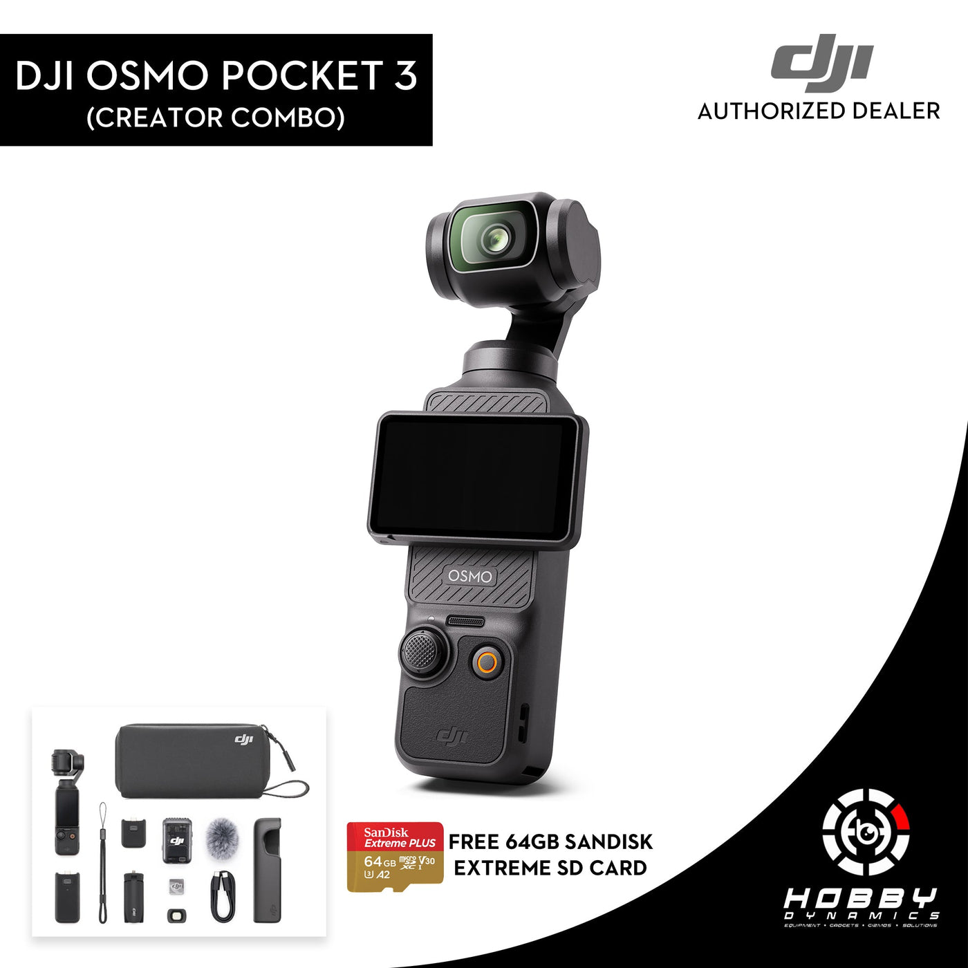 DJI Osmo Pocket 3 (Creator Combo) with FREE Sandisk 64GB Extreme SD Card