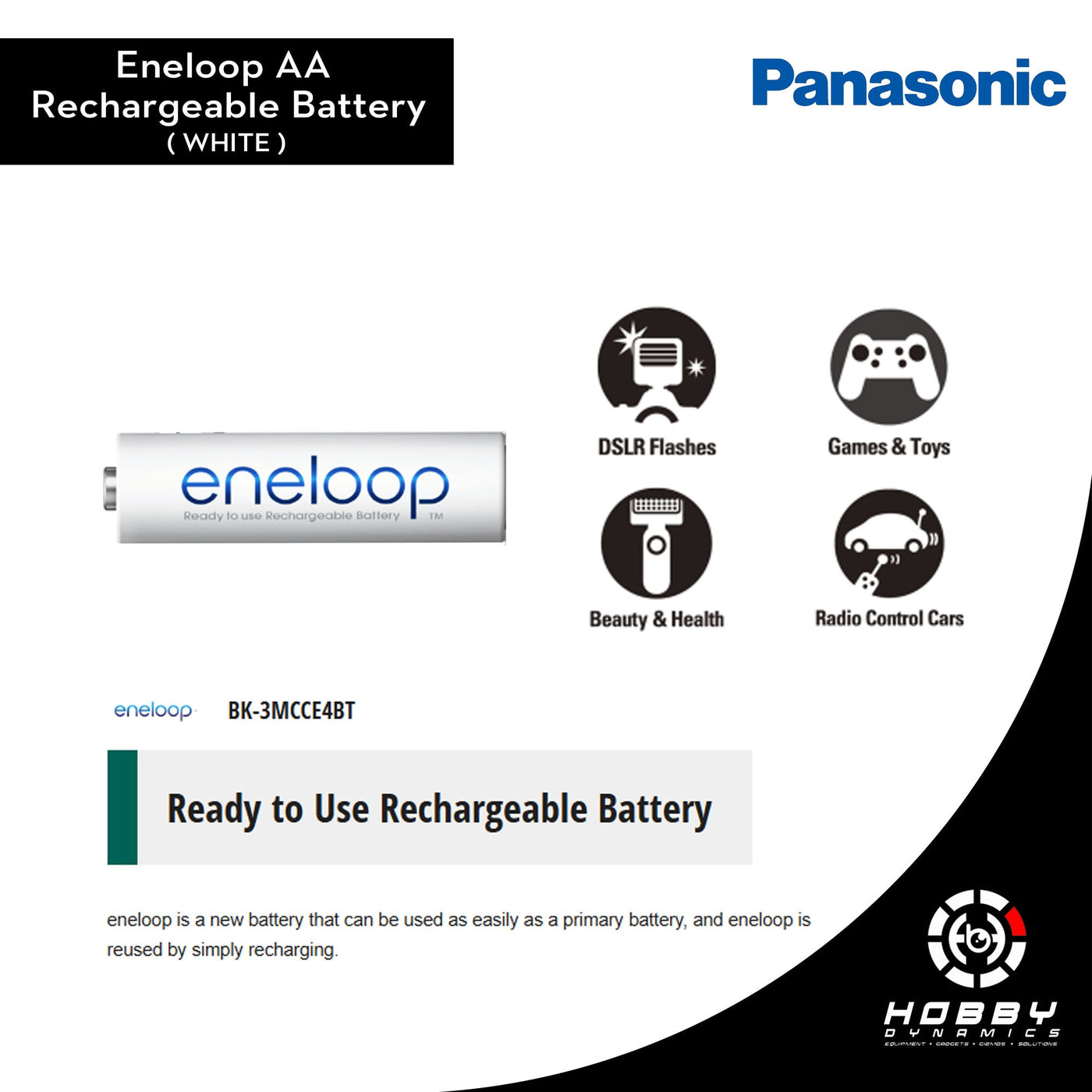 Eneloop AA Rechargeable Battery - White